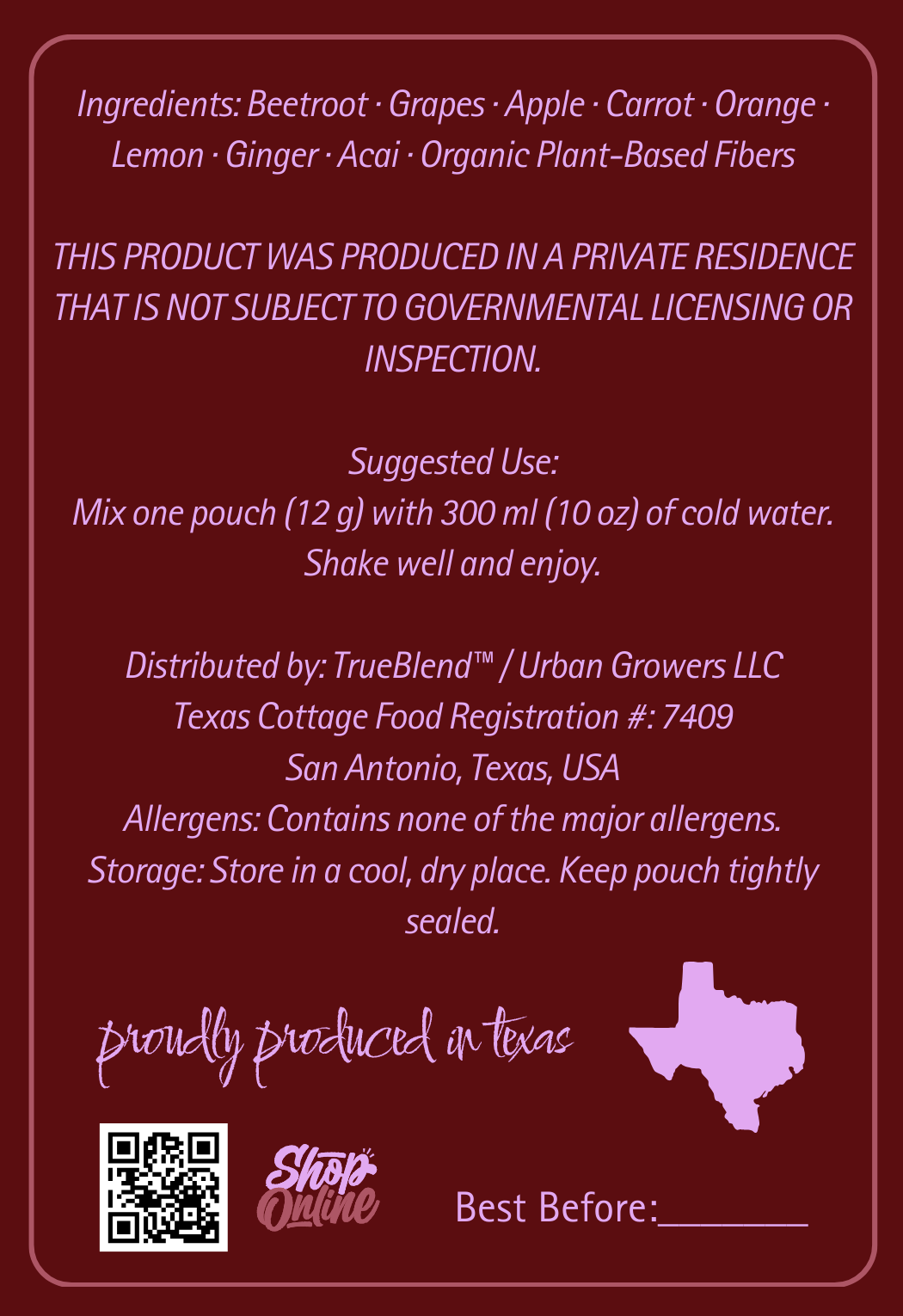 ANTIOXIDANT JUICE POWDER – BRIGHT, BOLD & BURSTING WITH POWER Box with 10 Single-Serve Pouches (12 g each)